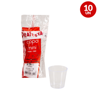COPO MINI 25ML CRISTAL C/10 PRAFESTA