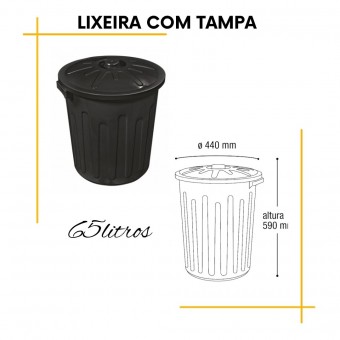 Lixeira Redonda com Tampa de  30 e 65  LTS Arqplast