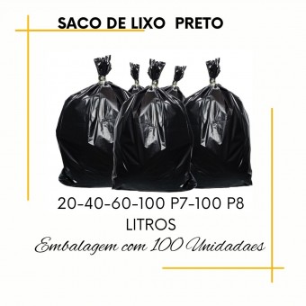 Saco Lixo Preto 100 unidades