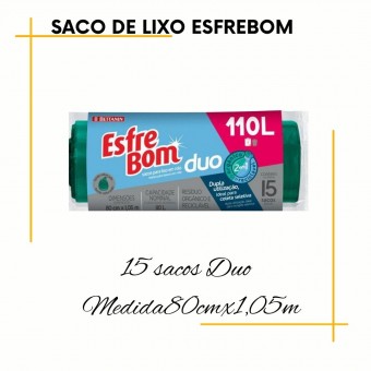 Saco Lixo Duo 110 Litros  15 sacos Esfrebom