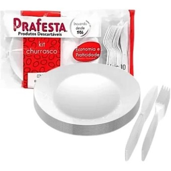 KIT CHURRASCO BRANCO C/10 PRAFESTA