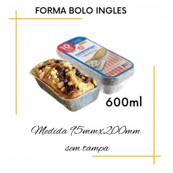 Bandeja alumínio Retangular Bolo Inglês 600ml Thermoprat s/tampa 10un
