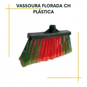 Vassoura Florada CH Plástica com cabo