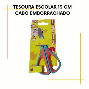 Tesoura Escolar 13cm cabo emborrachado Kaz