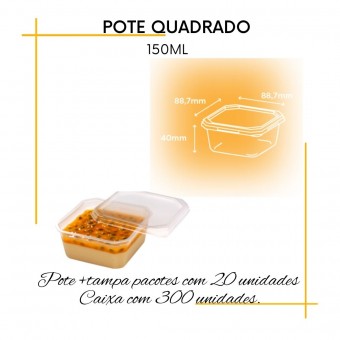 Pote/Marmita para Freezer e Micro-ondas Quadrado - Prafesta