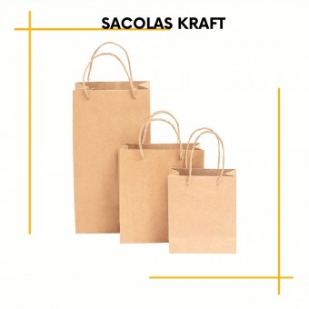 Sacola Kraft com 5 unidades
