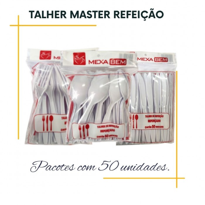Talheres para Refeição Descartáveis com 50 unidades - Mexa Bem