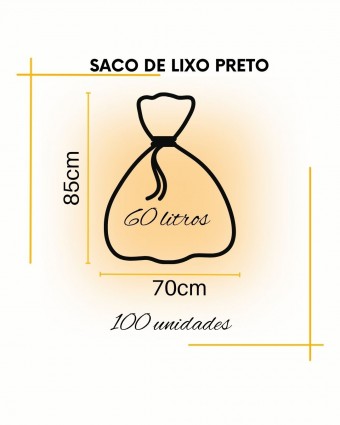 Saco de lixo - comum - pacote C/100 unidades - 60 Litros