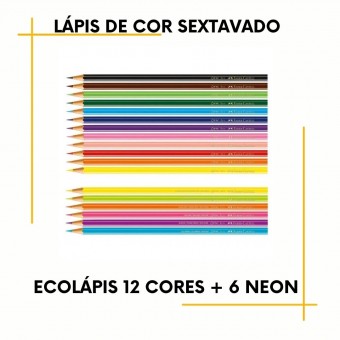 Lápis de Cor Ecolápis 12 cores+6 Neon Faber Castel