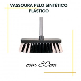 Vassoura Pelo Sintético  Base Plástico com cabo