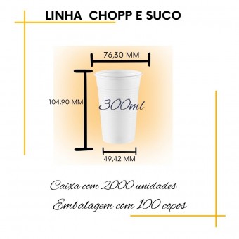 Caixa de copo descartável transparente 20 pacotes com 100 unidades 300ml - 2.000 mil copos