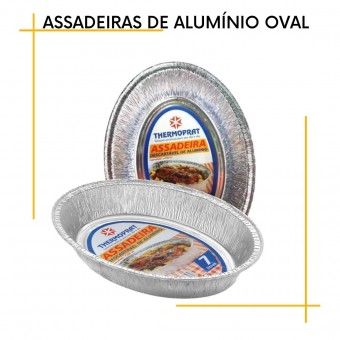 Assadeira e Formas de Alumínio descartável Oval 4 e 7 Litros Thermoprat