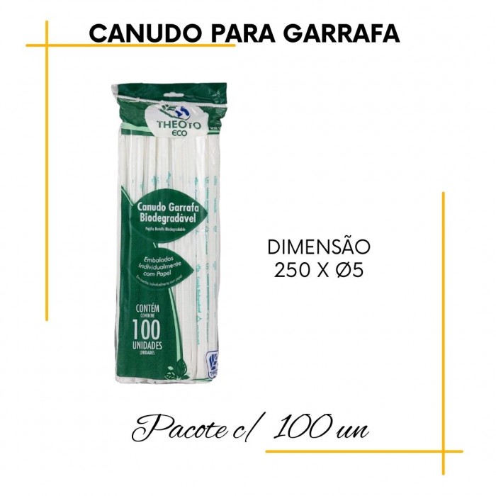 Canudo Biodegradável embalado individualmente -Theoto