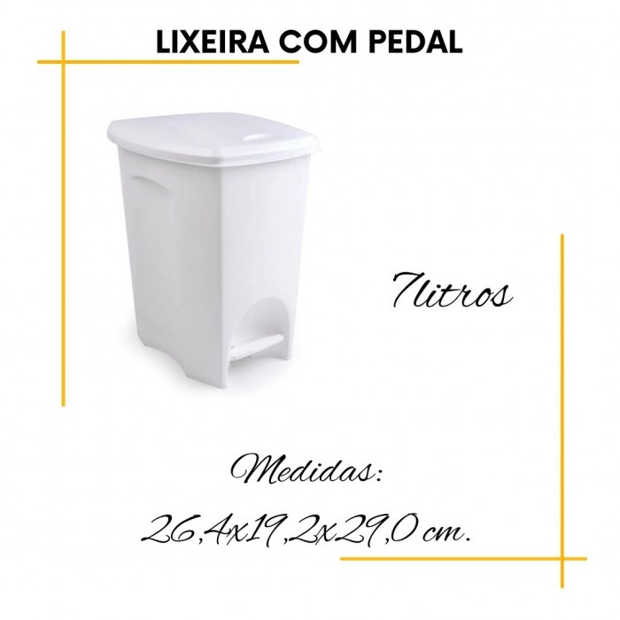 Lixeira Plasutil Pedal Branca