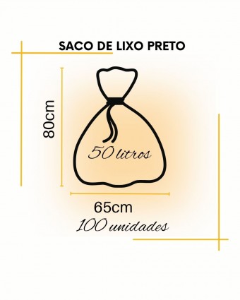 Saco de lixo - comum - pacote C/100 unidades - 50 Litros