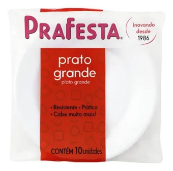 PRATO REDONDO GRANDE C/10 BRANCO PRAFESTA