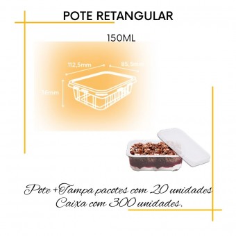 Pote/Marmita Descartável para Freezer e Micro-ondas Retangular- Prafesta