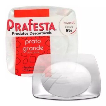 PRATO QUADRADO GRANDE C/10 CRISTAL PRAFESTA