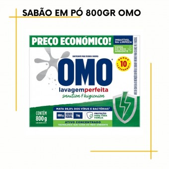 Sabão em Pó-Lava-Roupas- Lavagem Perfeita Sanitiza & Higieniza 800g Omo