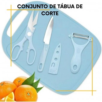 Kit de Utensílios de Cozinha com Tábua de Corte