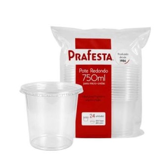 POTE REDONDO 750ML C/TAMPA C/24 PRAFESTA