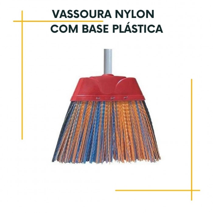Vassoura Nylon com Base Plástica com cabo