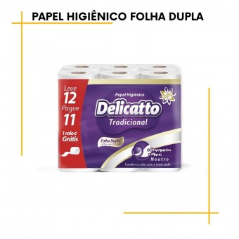 papel Higiênico Folha Dupla 20metros Tradicional Delicatto