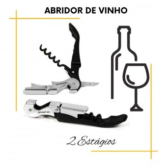 Saca Rolha Abridor De Vinho Profissional 2 Estágios Aço Inox