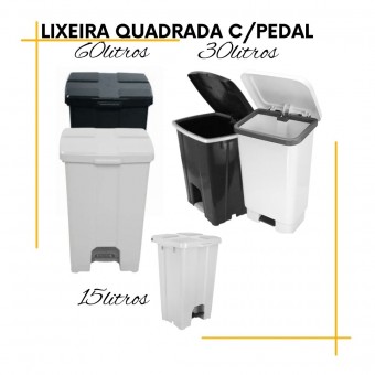 Lixeira Quadrada Branca com Pedal  JSN