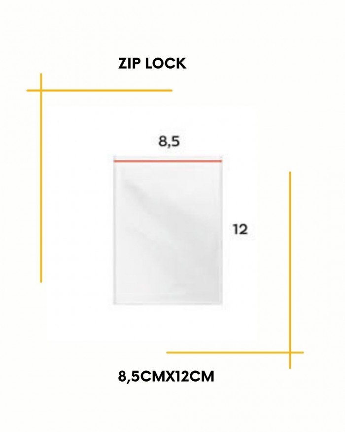 Saco Zip Lock n4 -  8,5cmx12cm C/100 unidades