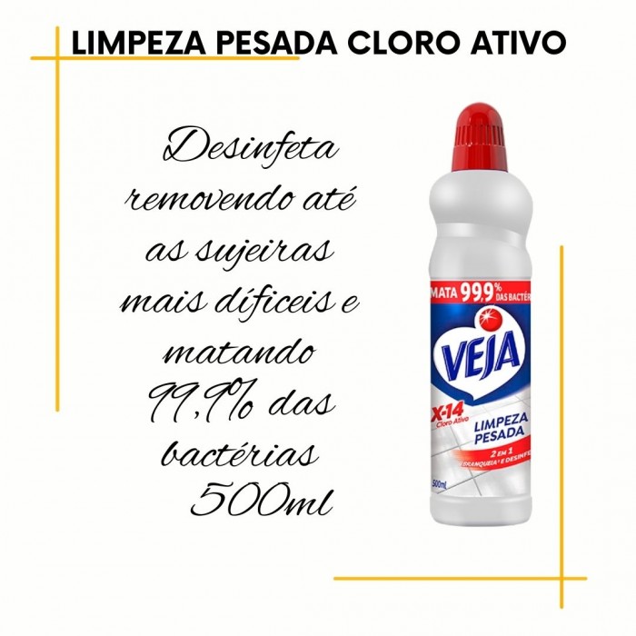 Limpador  Multiuso Limpeza Pesada X14 Cloro Ativo  500ml Veja
