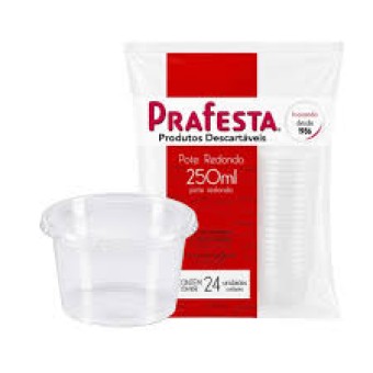 POTE REDONDO 250ML C/TAMPA C/24 PRAFESTA