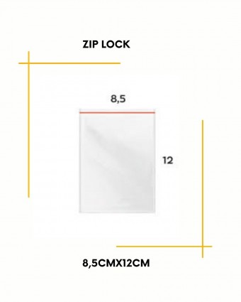 Saco Zip Lock n4 -  8,5cmx12cm C/100 unidades