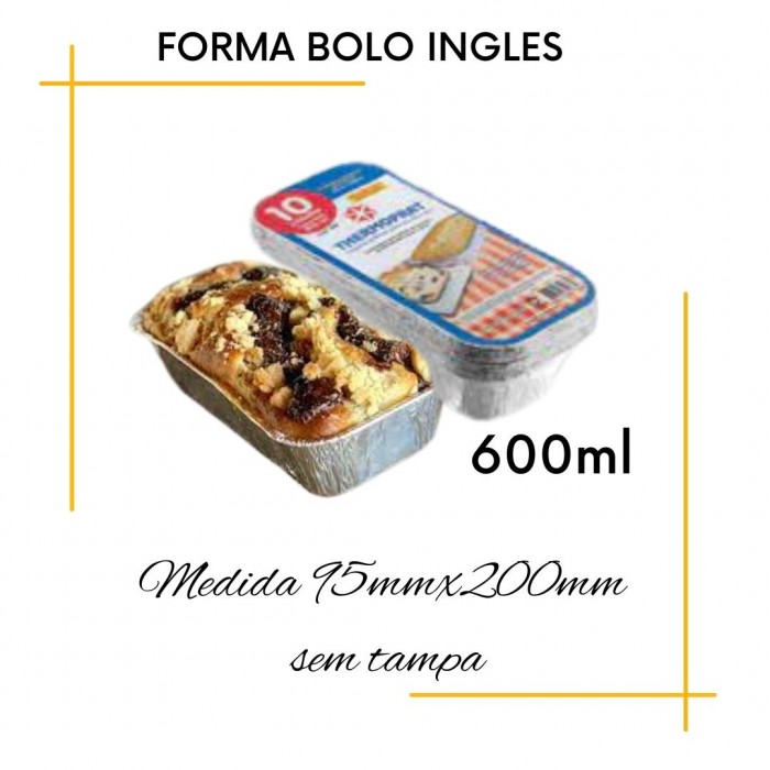 Bandeja alumínio Retangular Bolo Inglês 600ml Thermoprat s/tampa 10un