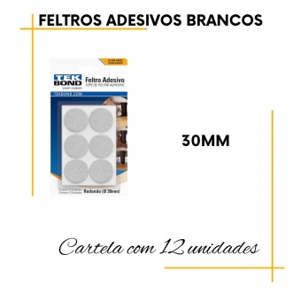 Feltro deslizante Redondo protetor para móveis - Branco - Tek Bond
