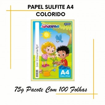 Bloco A4 Sulfite Colorido 75g 100Fl Jandainha