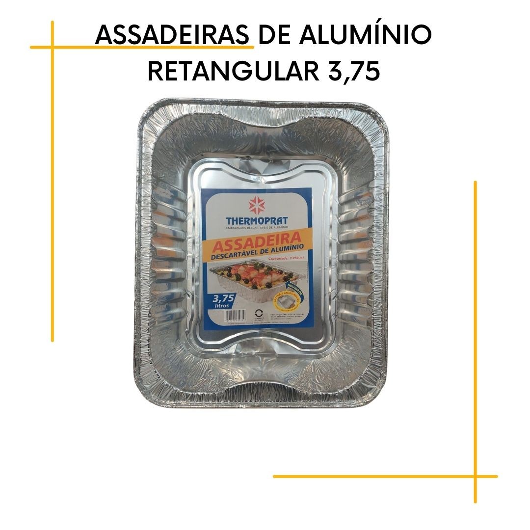 Marca: Thermoprat;
Modelo: Retangular;
Comprimento:27,5cm
Largura: 23,5cm;
Altura: 7cm;
Composição: Alumínio;
Capacidade 3,750 Litros;
Quantidade: Unidade;