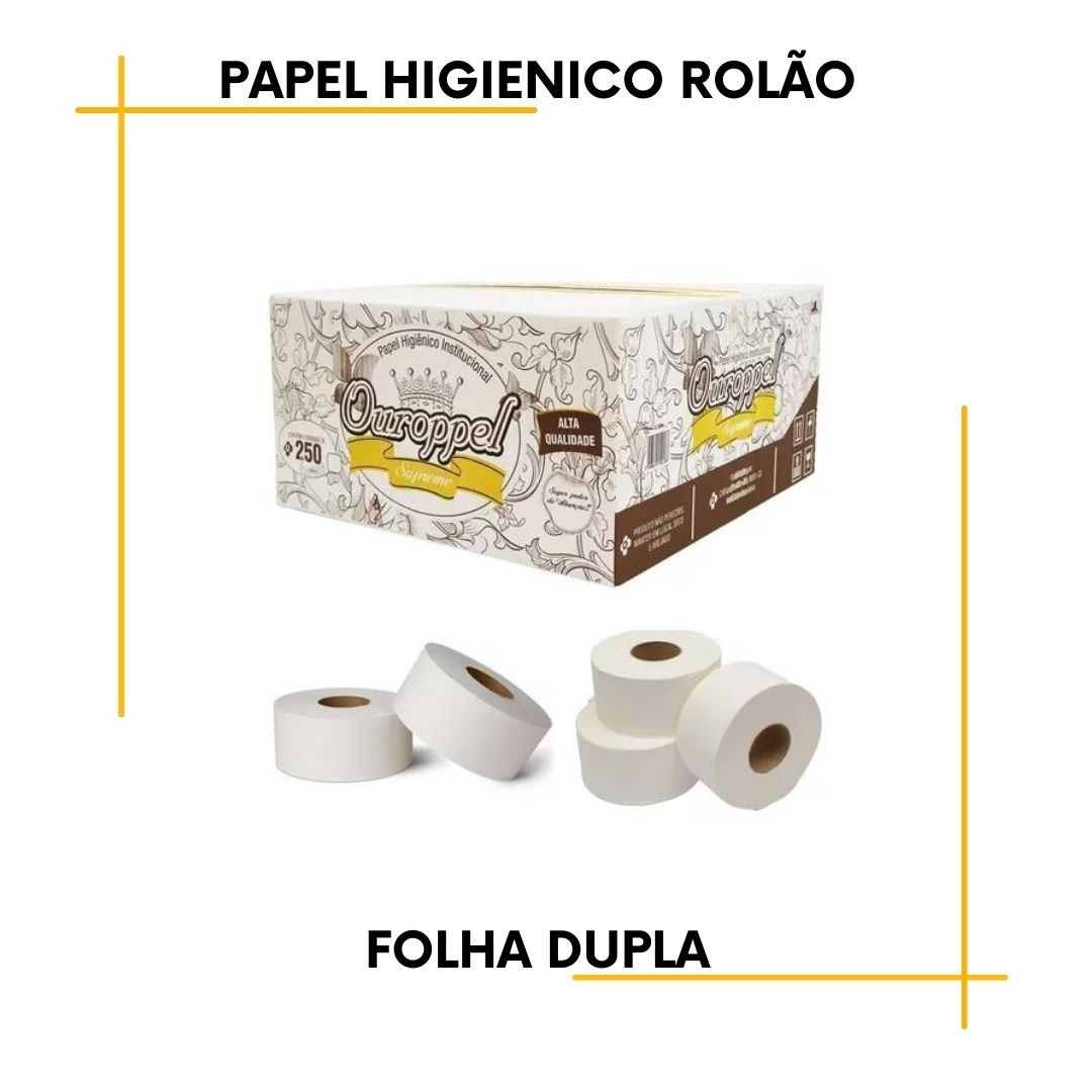 Papel Higiênico Rolão Folha Dupla Luxo P/ Empresas 8x250m